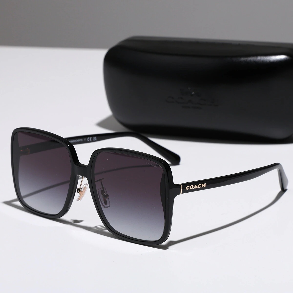 COACH コーチ サングラス HC8368D レディース バタフライ型 スクエア型 クリングスタイプ ロゴ フルリム セルフレーム グラデーションレンズ 【ts】