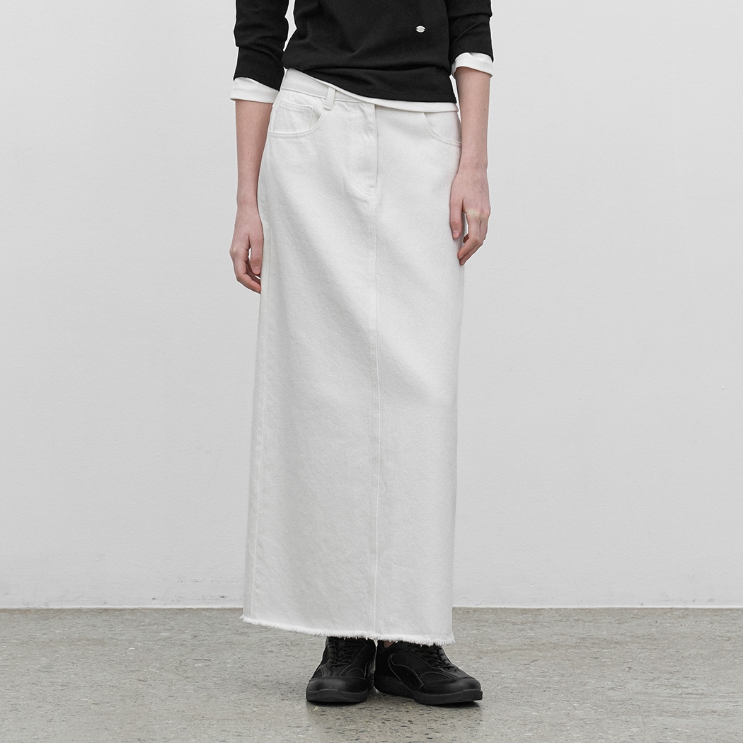 SEMI A-LINE MAXI DENIM SKIRT (SK-5073)