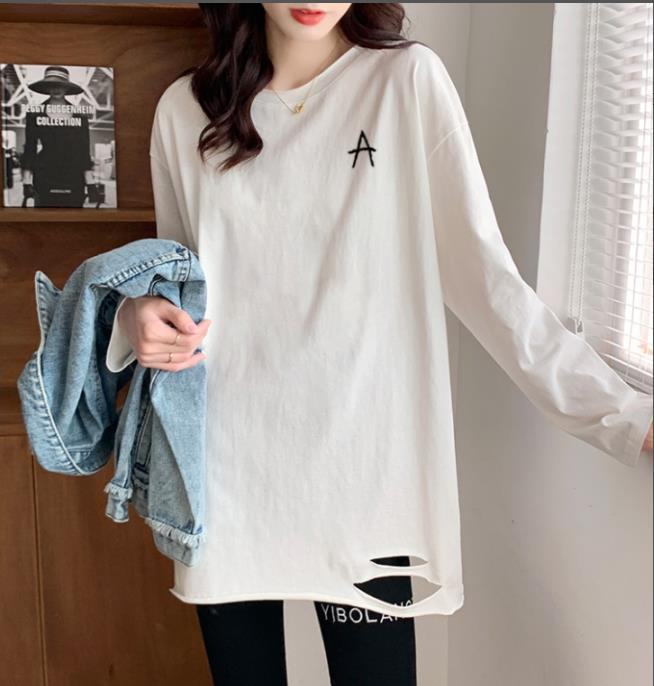 リアルショットリアルプライスミッド スリーブスリーブシャツ女性秋と冬の新しいプラスベルベットルーズインナーTシャツトップ