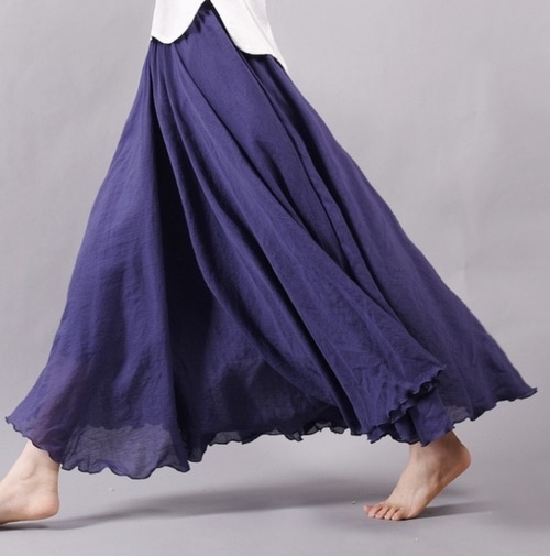 3274．リネン風フレアロングきれいめボトムス(ダークパープル) 2019 春夏 ナチュラル 大人カジュアル ロング丈 お出かけ お呼ばれ ご挨拶 記念日