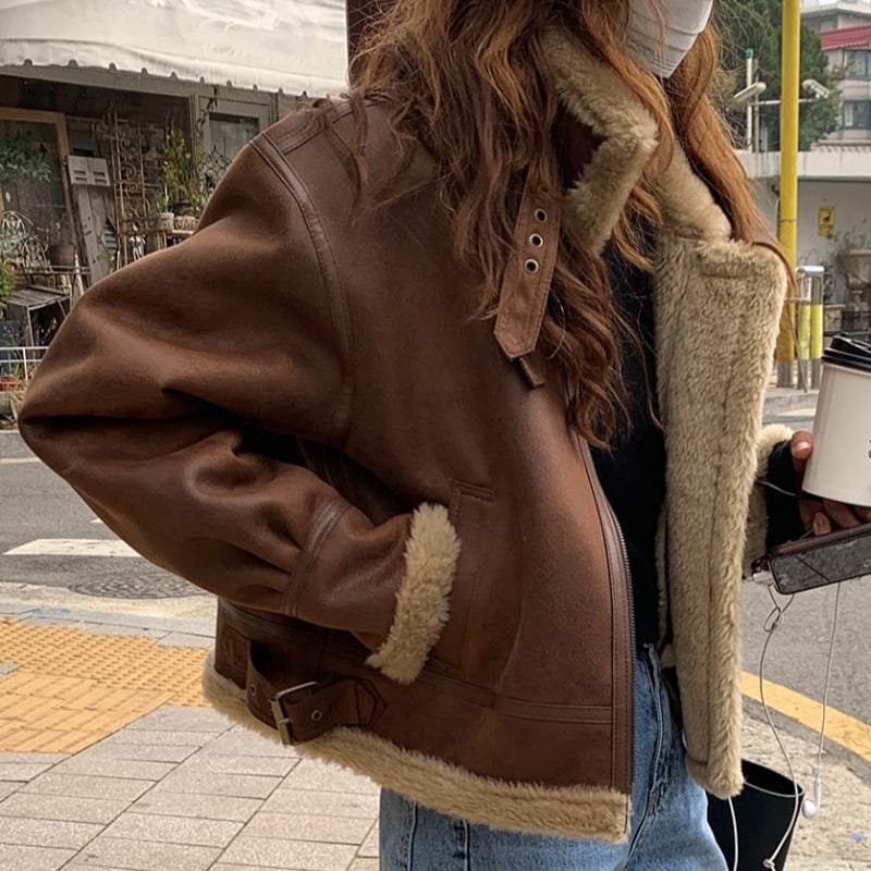 PUレザージャケット ジャケット アウター ライダース 長袖 シンプル レトロ 通勤 通学 韓国ファッション 2color