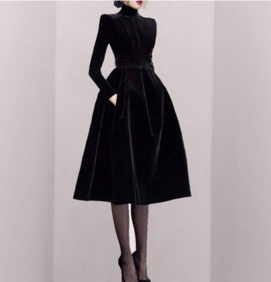 ハイネックレディースAラインプルオーバーワンピース