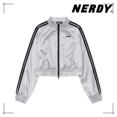 NERDY 公式正規品 トップス Womens Glossy Crop Track Top Silver