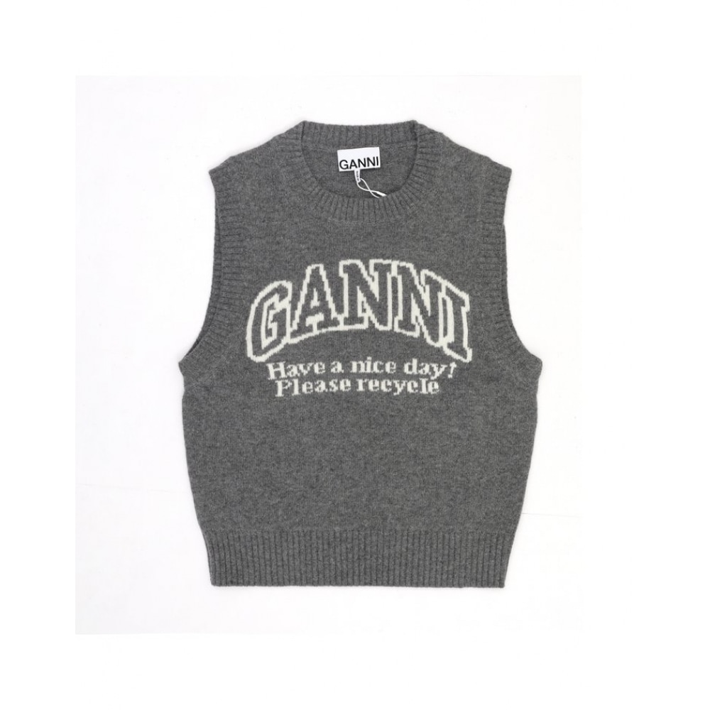 GANNI グラフィックロゴウールベスト女性ニット K2308 523