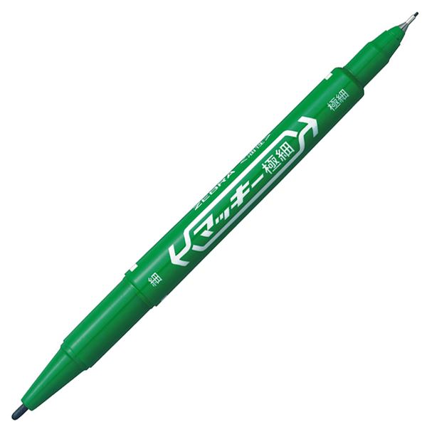 (まとめ) ゼブラ 油性マーカー マッキー極細丸芯細字+極細 緑 MO-120-MC-G 1本 (×100セット)