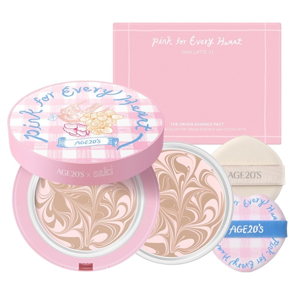 AGE 20’s エッセンスカバーパクト ピンクフォーエブリハート エディション SPF50+ ツヤ肌 韓国コスメ 限定デザイン