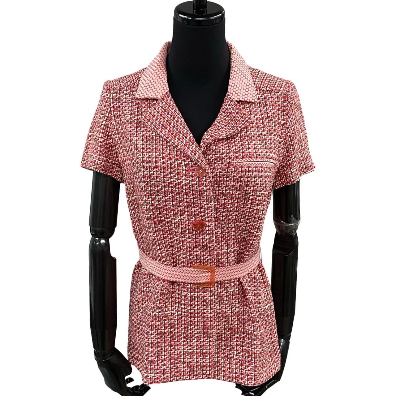 ヴィンテージ ツイード ジャケット ココマーク ロゴ ボタンテーラードジャケット ウール アクリル コットンナイロン レッド 01a23 85,360円