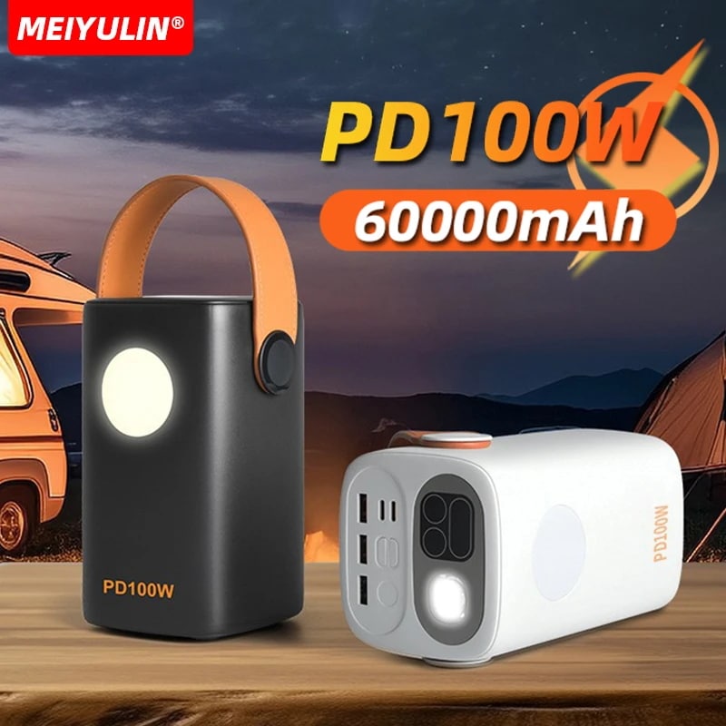 ポータブル大容量パワーバンク,外部モバイルバッテリー,iPhone 15, Samsung, Xiaomi,ラップトップ用の急速充電器,60000mah,100w - 509
