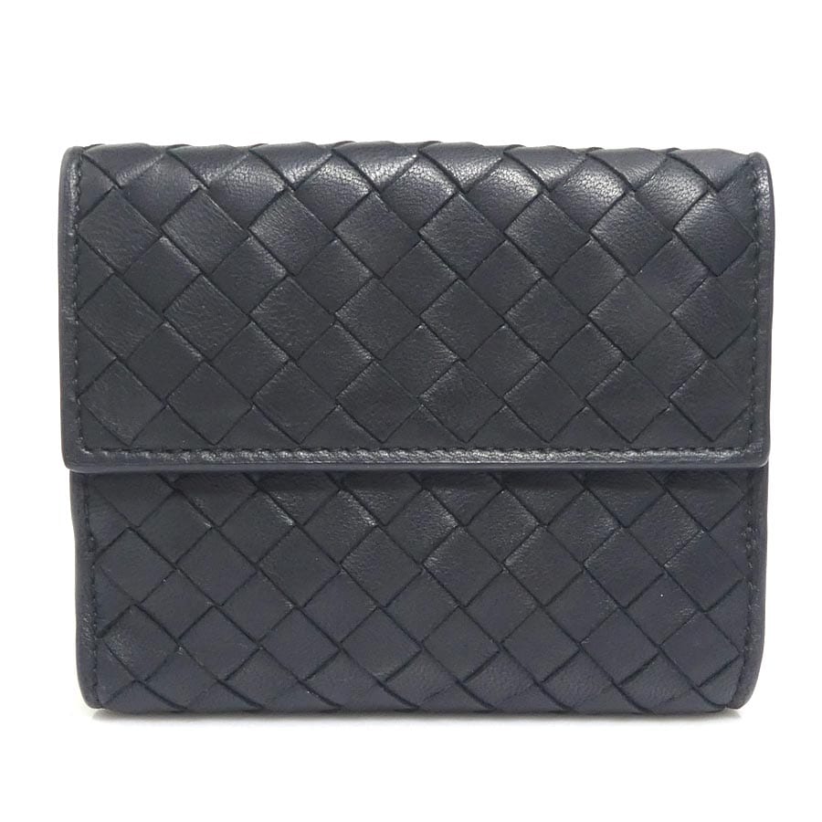 ボッテガヴェネタ BOTTEGAVENETA 二つ折り財布 イントレチャート レザー ブラック ユニセックス h31856g