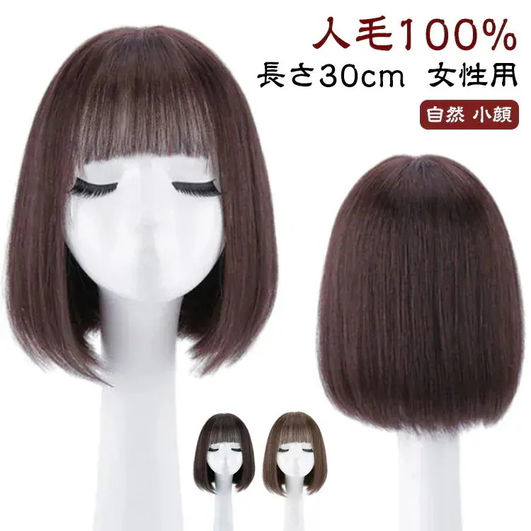 【今季トレンド】ウィッグ 人毛 自然 セミロングウィッグ 長さ30cm かつら 女性用 フルウィッグ 医療用ウィッグ かつら 薄毛 脱毛症 普段使い 茶髪 黒髪 金髪