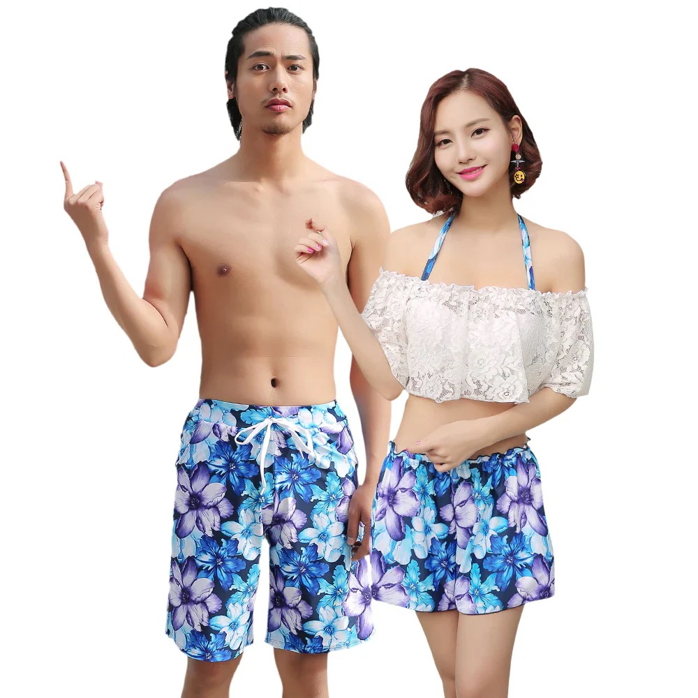 ペア水着 まとめ買いでお得水着 メンズ トランクス＋水着 レディース　カップルお揃い