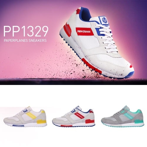2015年新作 Made in KOREAPAPERPLANES PP1329 ビビッドカラーローカットスニーカー特集/ カップルの靴 [運動靴]ローカットスニーカーアクセントカラーが新鮮で可愛いファッションスニーカー