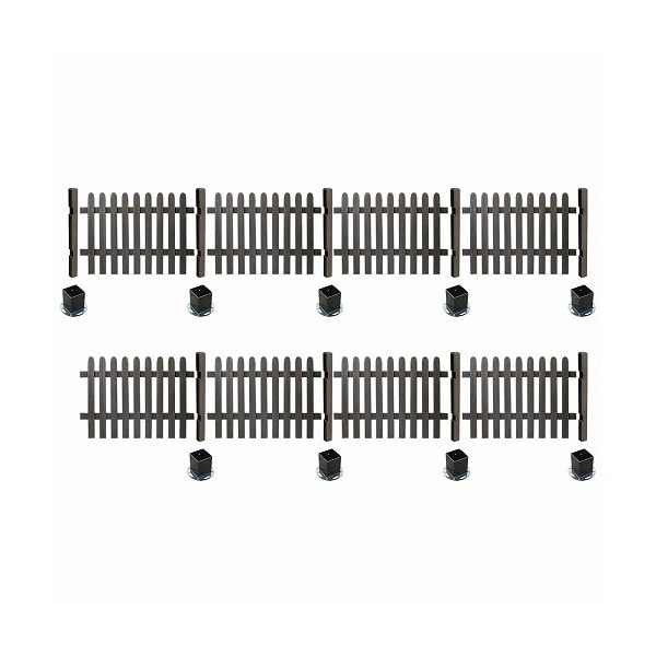 住まいスタイル ピケットフェンス ストレート 平地用8連結セット ダークブラウン SFPS1200-8HB-DBR メーカー直送