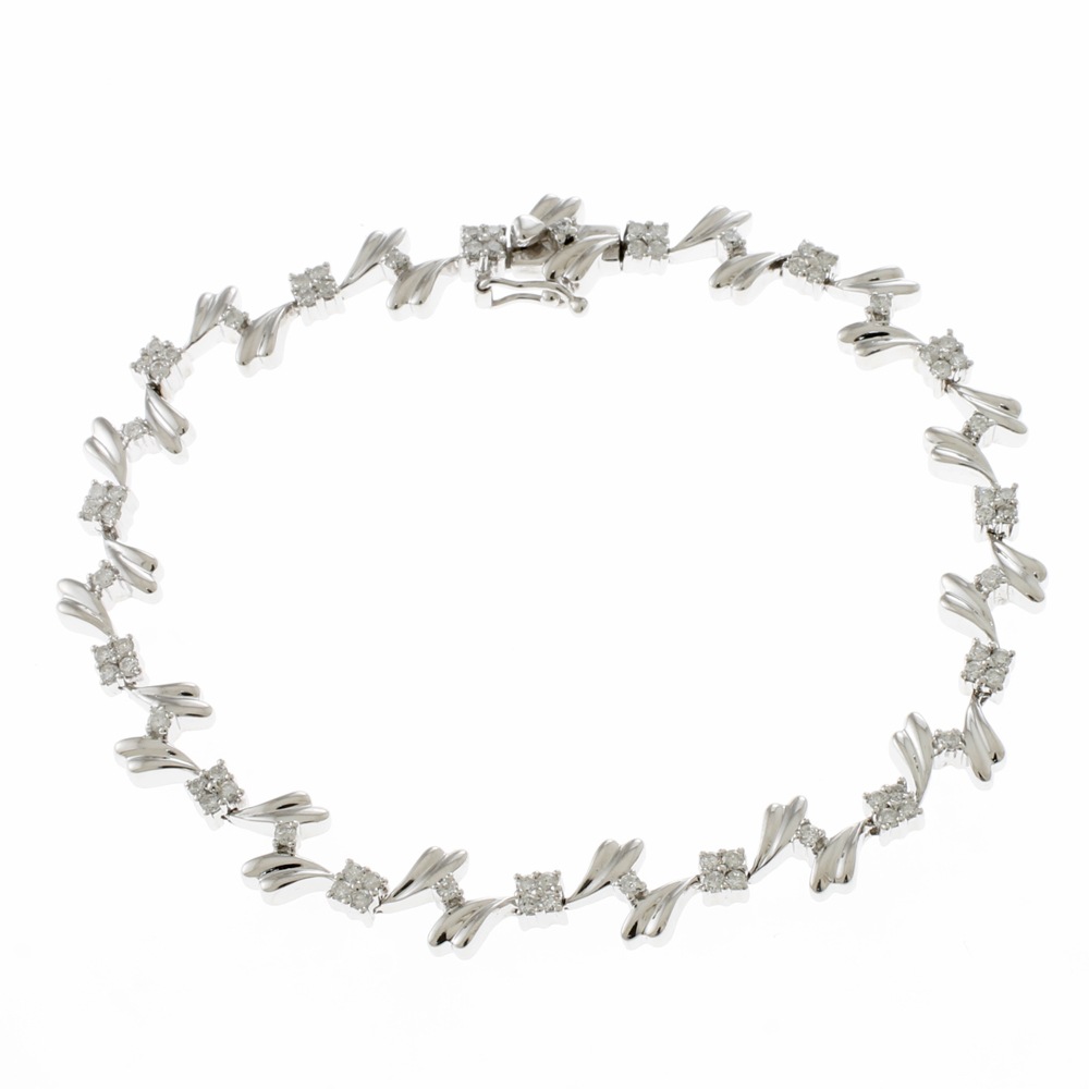 ブレスレット 18金 K18ホワイトゴールド ダイヤモンド 中古 美品