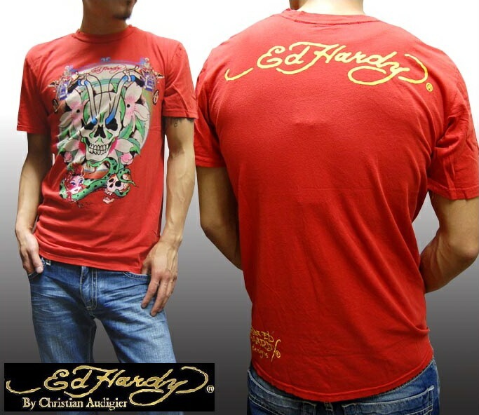 セール エドハーディー メンズ Tシャツ 200種類の品揃え Ed Hardy SKULL RIDER レッド エドハーディー 正規品 インポート セレブ ファッション ブランド セレカジ