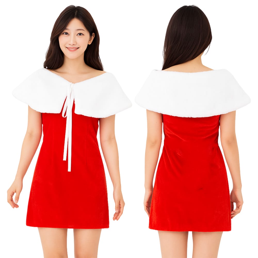 コスプレ服 サンタワンピース クリスマス 仮装 レディース かわいい セクシー サンタコス ミニ丈 オフショルダー ファーボレロ 赤 白 ファー付き パーティー イベント ダンス 撮影用 コスチューム
