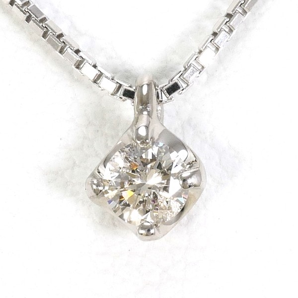 K10 10金 WG ホワイトゴールド ネックレス ダイヤ 0.10 約45cm ジュエリー 中古