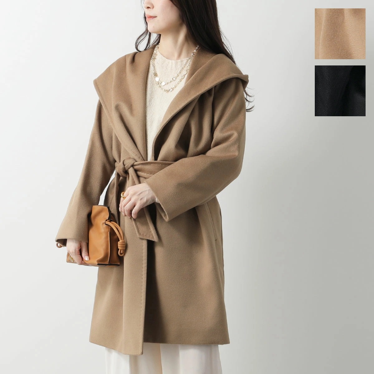 MAX MARA Studio マックスマーラ ステュディオ ガウンコート NEWMANG レディース フード付き ウール ベルト付き ミディアム丈 カラー2色