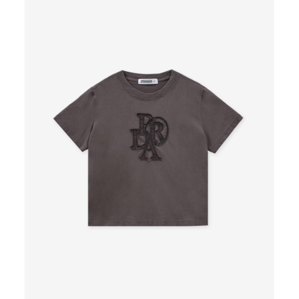 PRENDA PRDA DENIM PATCH CREWNECK TEE DARK CHARCOAL PRTFS