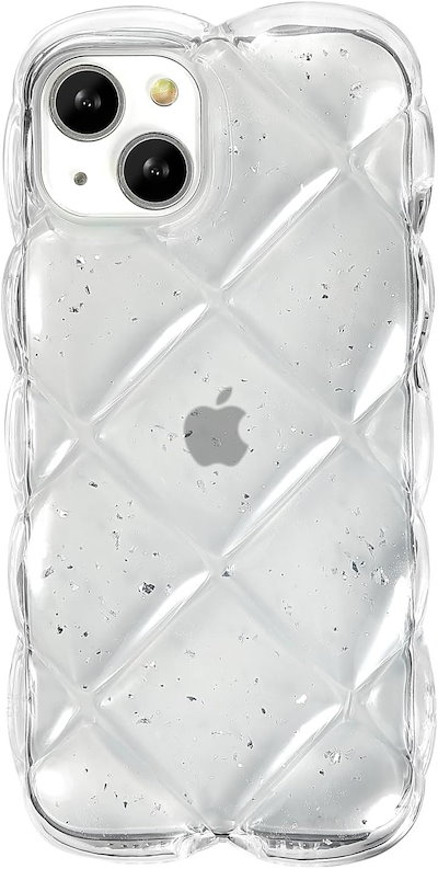 他サイト： キルティング スマホケース かわいい キラキラ 韓国 おしゃれ iPhone(クリア, iPhone15)の商品画像