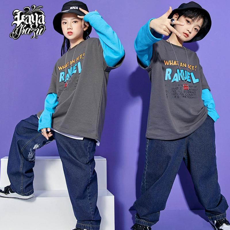 キッズダンス衣装 派手ヒップホップ セットアップ HIPHOP 長袖 シャン パンツ ズボン 男の子 女の子 子供服 ジャズダンス ステージ衣装 練習着 体操服