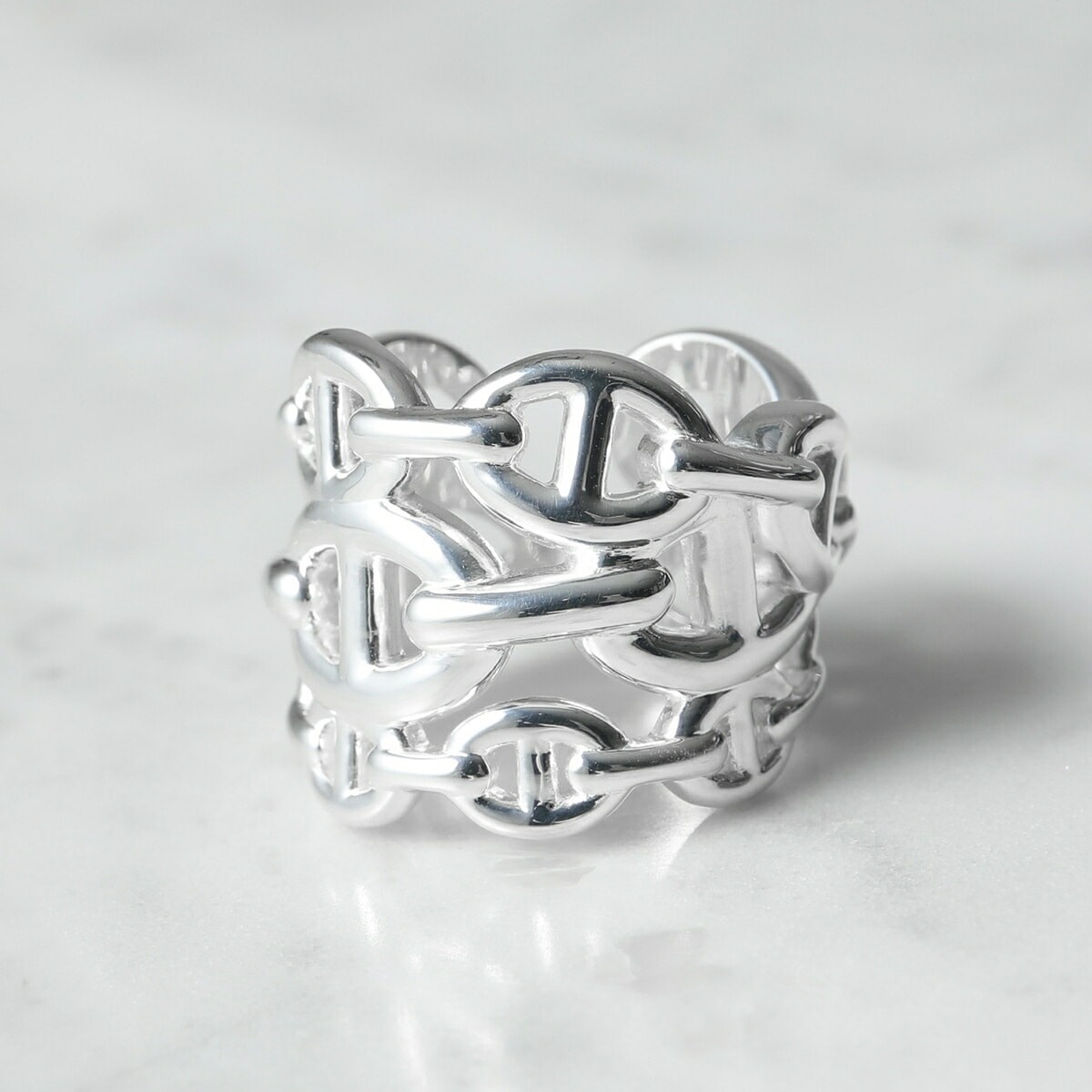 HERMES エルメス リング シェーヌダンクル アンシェネ GM Chaine dancre Enchainee H109506B メンズ アンカー チェーン 指輪 silver925 SV シルバ