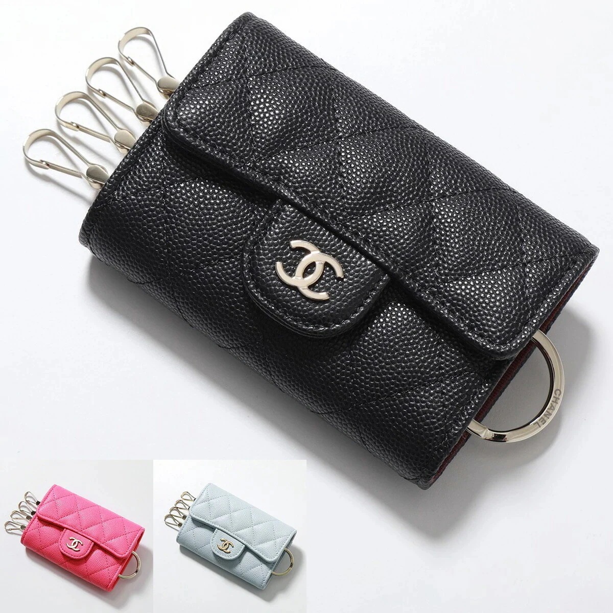 CHANEL シャネル キーケース AP0222 B10583 レディース MATELASSE マトラッセ レザー 4連 キーリング付き ココマーク CCロゴメ