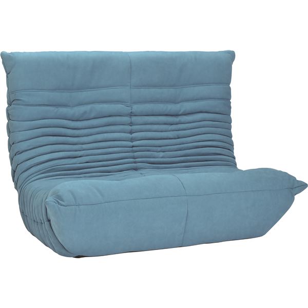 リクライニングソファー/座椅子 (2人掛け用 ブルー) 幅134cm ファブリック スチール ウレタン 完成品 (リビング)