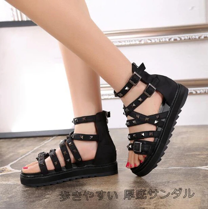サマーブーツ ブーツサンダル 厚底 靴 レディース シューズ 靴 スタッズ サンダル ヒール5cm オープントウ レディース ウェッジソール サンダル 厚底 厚底サンダル レディース ブーツサンダル今