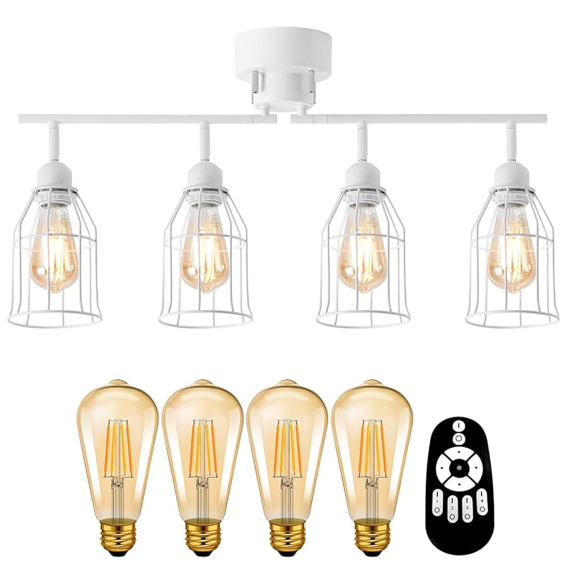 PNRLUX シーリングライト 8畳 スポットライト 4灯 E26口金 消費電力6W（60W形相当）600LM LED電球60w形付き 調光 調色 リビング照明 おしゃれ リモコン付き 省エネ 照明器