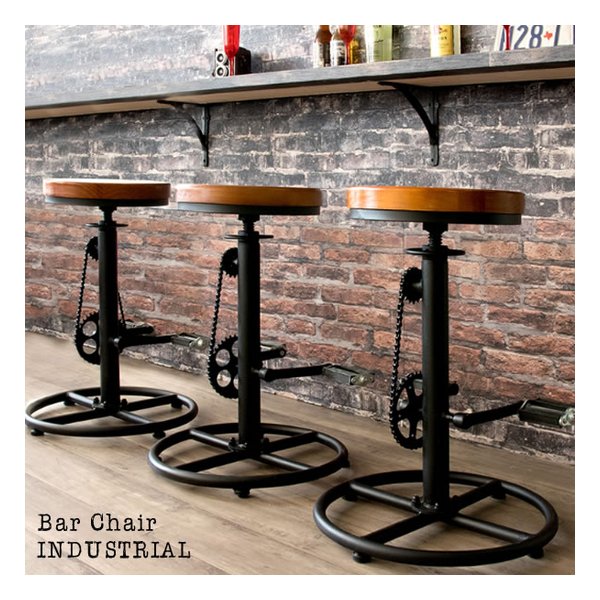 バーチェア INDUSTRIAL（インダストリアル） 自転車風デザイン/ハイスツール/BK KNC-A819 BK