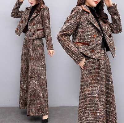 個性的 デート モテコーデ パンツ アウター セットアップ ジャケット ワイドパンツ ショート ショート丈 袖あり 長袖 Vネック 襟付き ワイド Aライン ポケット 前開き ボタン 上下セット