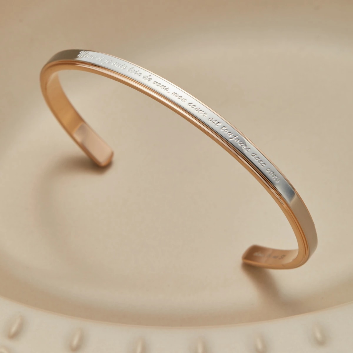 バングル レディース サージカルステンレス316L バイカラー ツートーンカラー 刻印