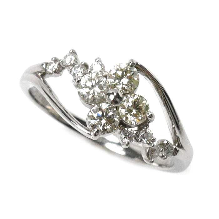 Pt900プラチナ リング・指輪 ダイヤモンド0.50ct 10.5号 3.2g フラワー レディース 中古 美品