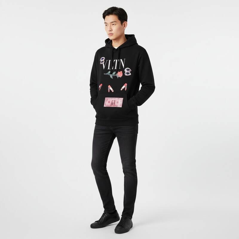 ヴァレンティノ VLTN ロゴ フーディ Tシャツ ブラック メンズ UV3MF15F6KS 0NO
