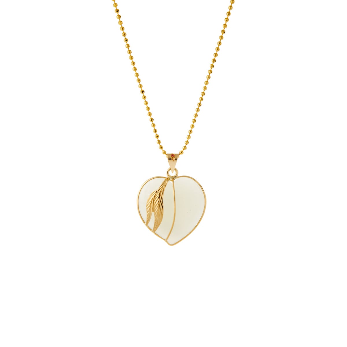 MB Jewelry Korean Traditional Sculpted Gold Peach Nephrite Jade Peach Pendant