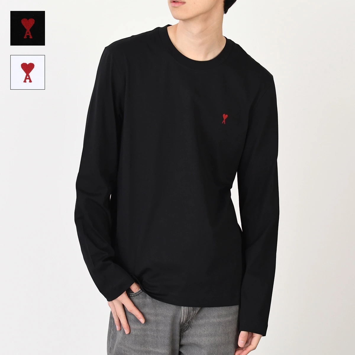 トップス ロングスリーブ Tシャツ メンズ AMI ALEXANDRE MATTIUSSI AMI DE COEUR UTS235 724 ユニセックス ホワイト ブ