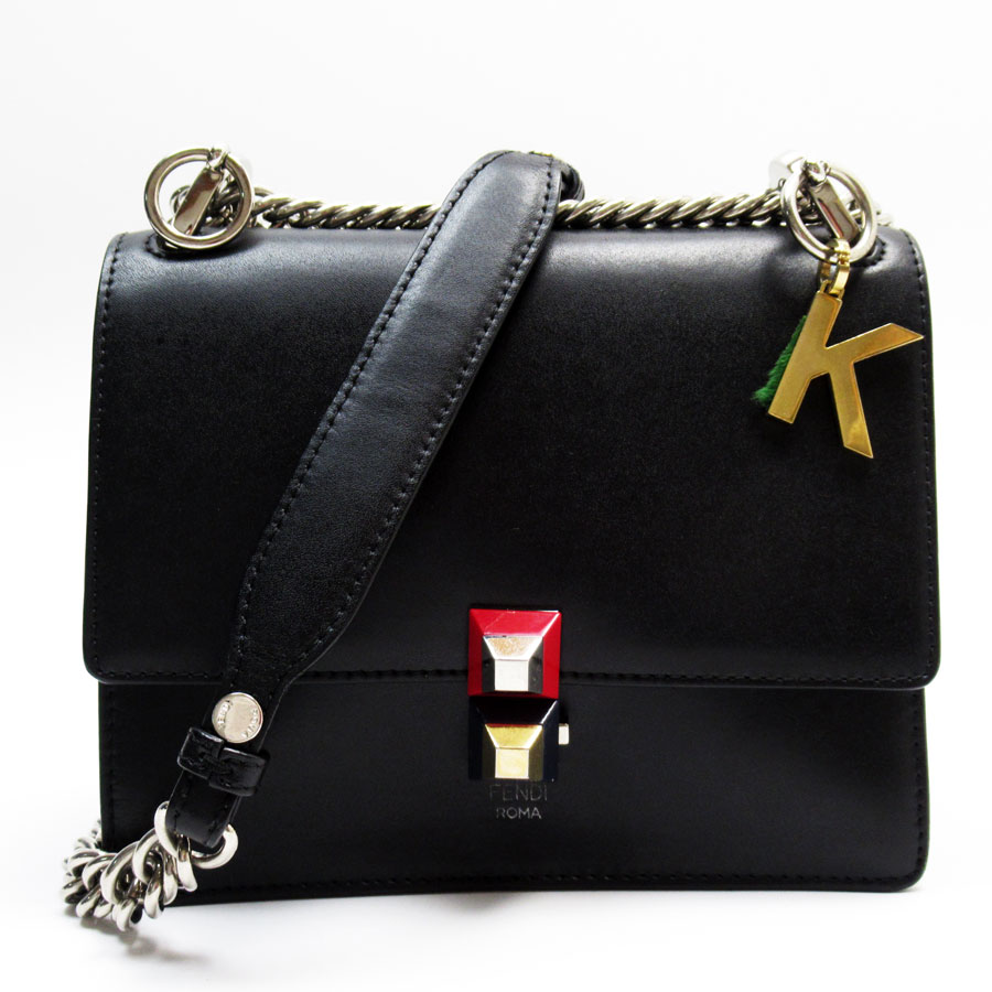 フェンディ FENDI ショルダーバッグ レザー ブラック シルバー レディース 8M0381-SR0 w0874a