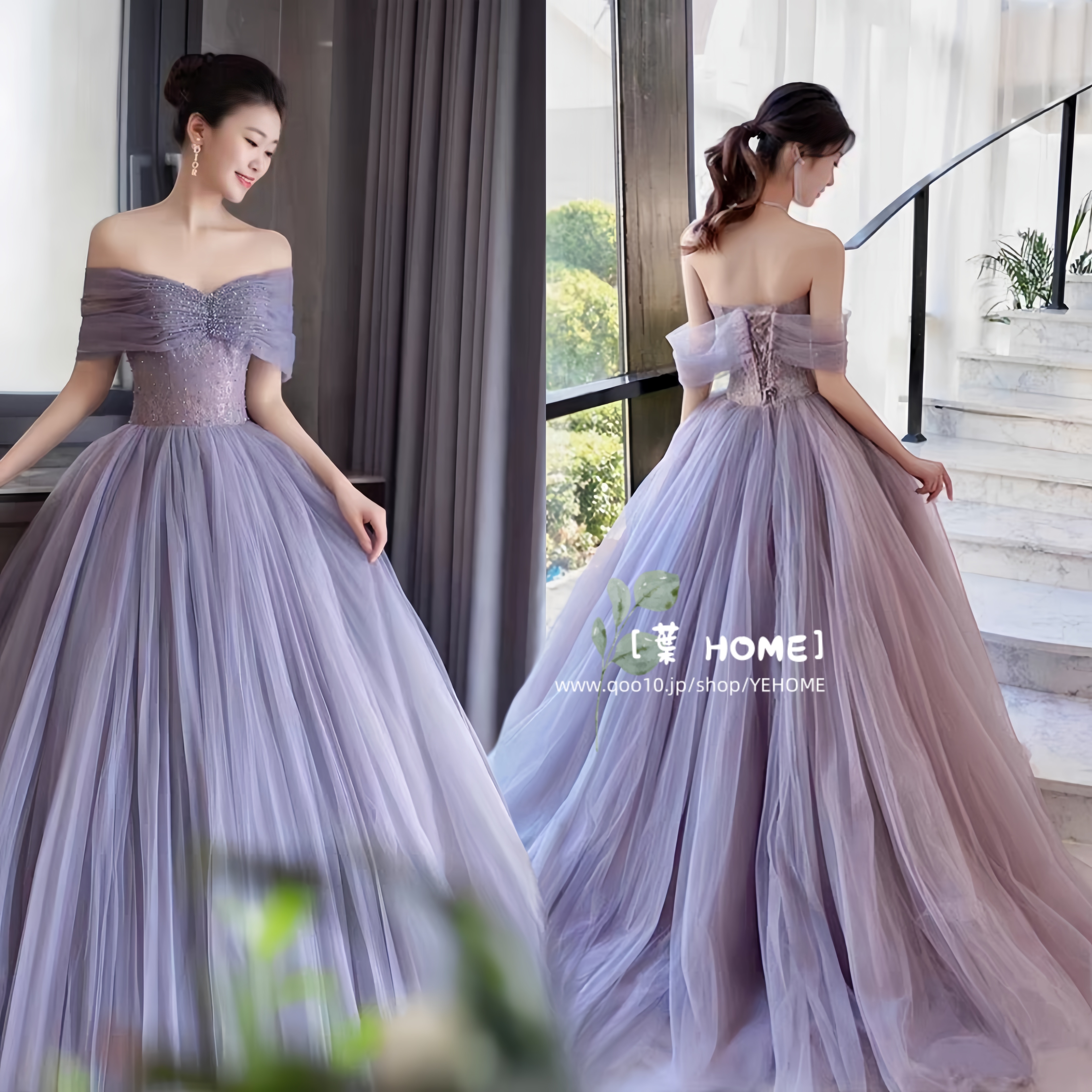 [葉 HOME] パーティードレス 花嫁 ウェディングドレス 二次会 結婚式 女性 トレーンライン ロングドレス 演奏会 パーティードレス