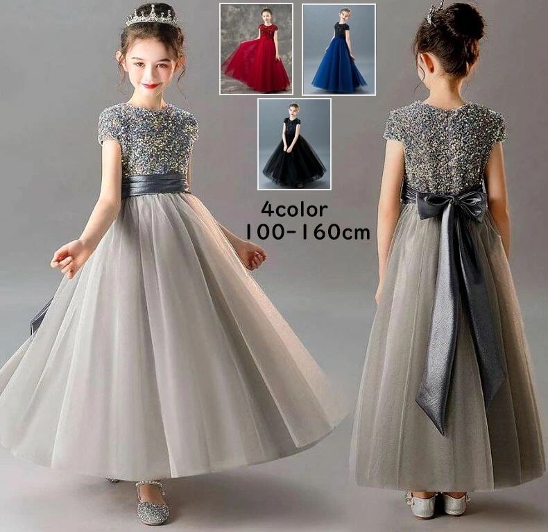 【限定SALE】子供ドレス キラキラ 高級感 人気 お姫様 半袖 リボン 可愛い 結婚式 ピアノ 発表会 お誕生会 舞台 合唱 ワンピース キッズ ジュニア 子どもドレス フォーマル プレゼント パー