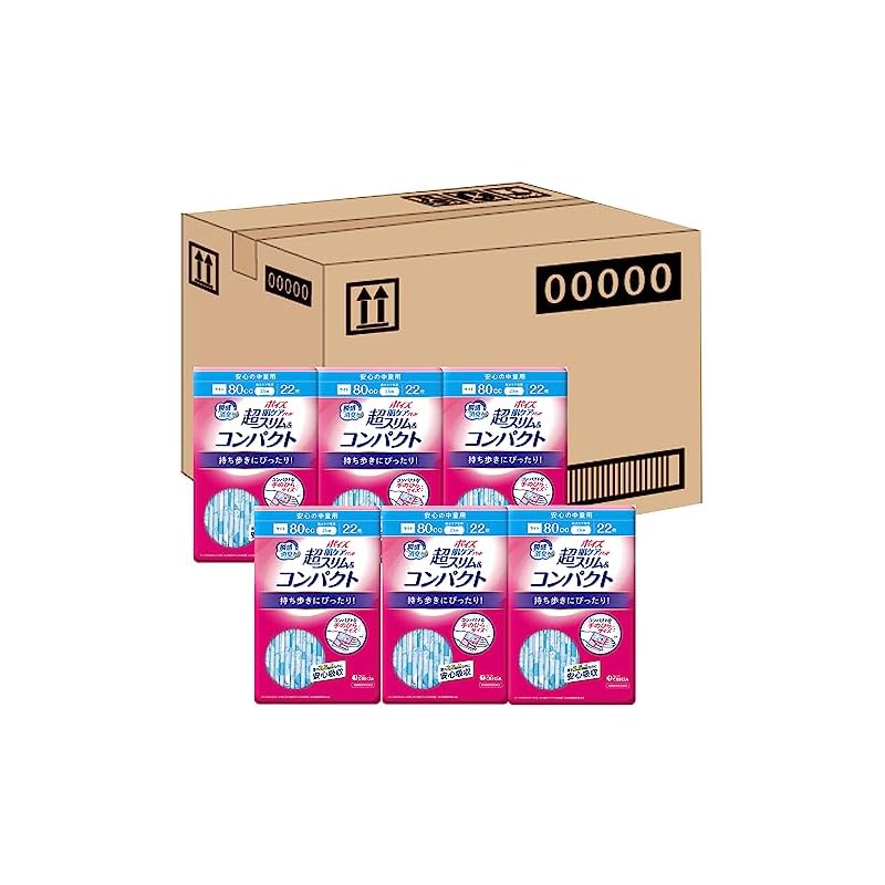 【即納】【ケース販売】 ポイズ 肌ケアパッド 超スリム＆コンパクト 2.5mm 安心の中量用80cc 22枚 6パック入り (女性の軽い尿もれ用)