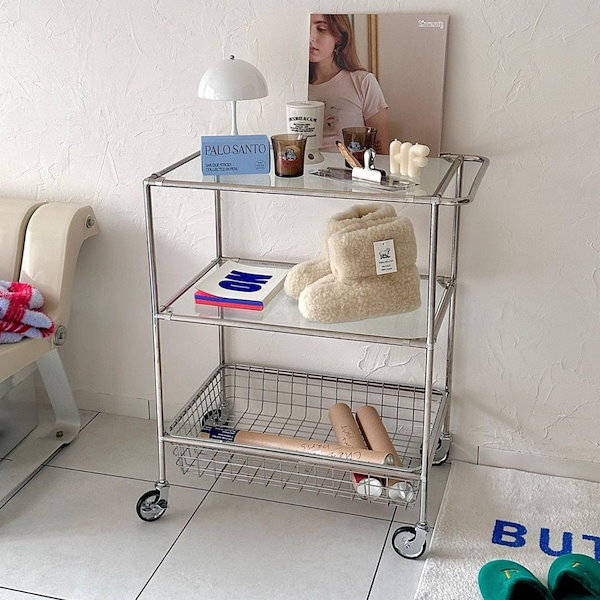 Qoo10] Ogre モジュール家具 3段 トロリー(透明ガラ