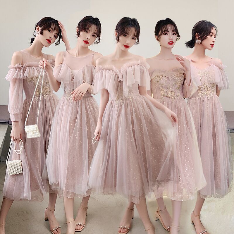 ブライズメイドミモレドレスウェディングドレス演奏会二次会パーティードレス披露宴結婚式大人上品謝会花嫁の介添えドレス203040