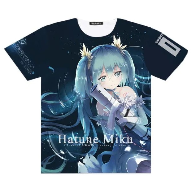 vocaloid 初音ミク Miku バイナリ Tシャツ 半袖 フルカラー 痛服 夏