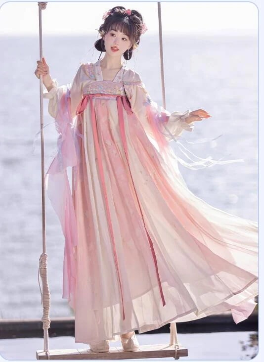 唐装漢服 中華風チャイナドレス ワンピース 花刺繍 中華流ステージ衣装 コスプレ衣装 大きい裾 ハロウイン コスム　時代劇コスム　仮装　変装　ワンピース 写真撮影ドレス ステージ衣裳 CO