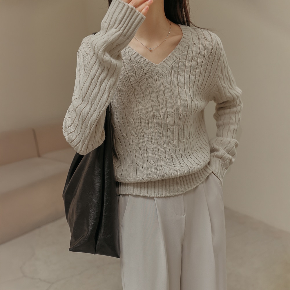 リポネンベーシックケーブルニット - 2タイプ