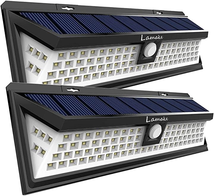 改良版 4400mAh大容量バッテリー内蔵 センサーライト ソーラー充電 三つ照明モード 明暗センサー( 昼白色, 90LED， 3 Mode， 2 Pack)