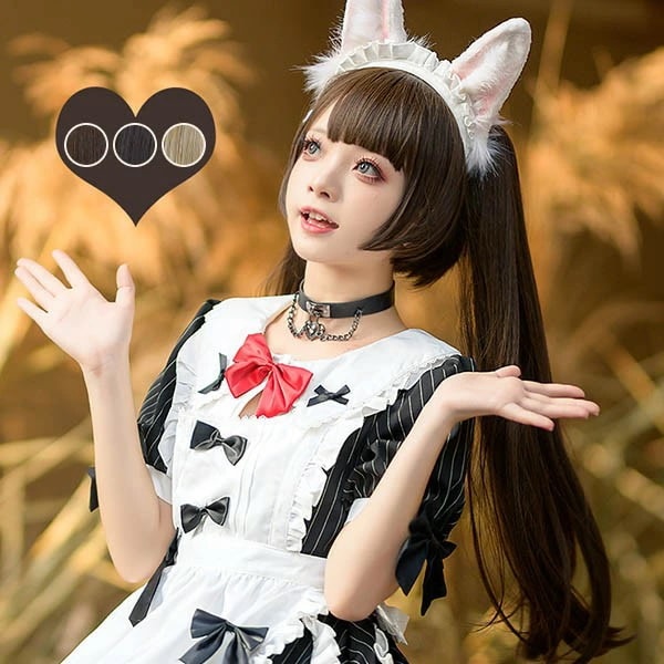 フルウィッグ ツインテール lolita 長髪 ロリータ風 原宿風 かつら ストレート ゆめかわいい ゆめかわ ウィッグ 前髪あり ブラウン ブラック ゴールド レディース コスプレ 可愛い ロング