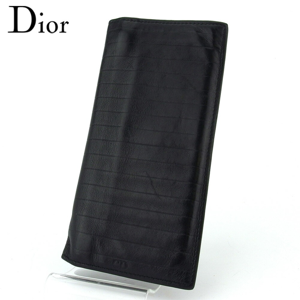 長財布 ファスナー付き 財布 CDマーク メンズ ブラック シルバー 中古