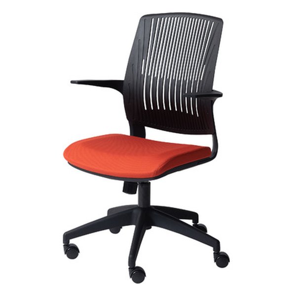 クレコ オフィスチェア オレンジ 幅61.5×奥行き61.5×高さ92-99×座面高45-52cm